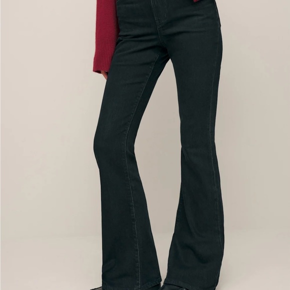 NWT Reformation Black Flare Wide Leg Jeans